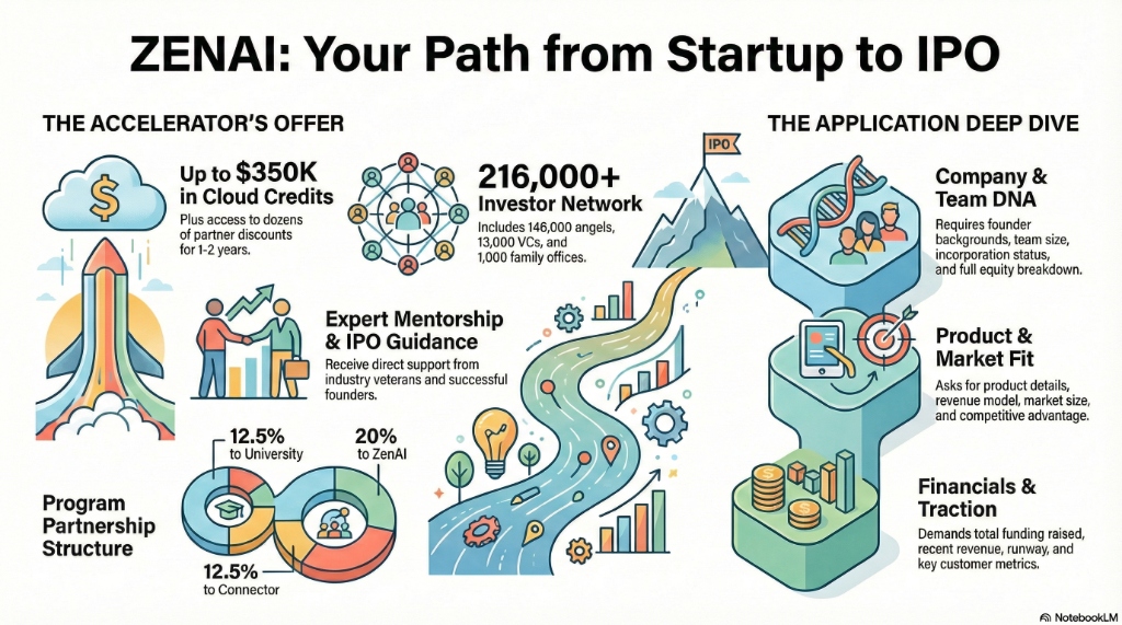 ZenAI Startup to IPO Path Infographic